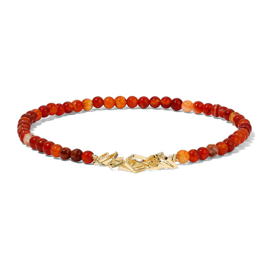 Carnelian Gemstone and Paperclip Charm Anklet