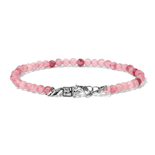 Pink Persian Jade and Paperclip Charm Anklet