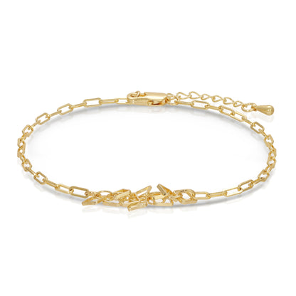 gold paper clip chain ankle bracelet