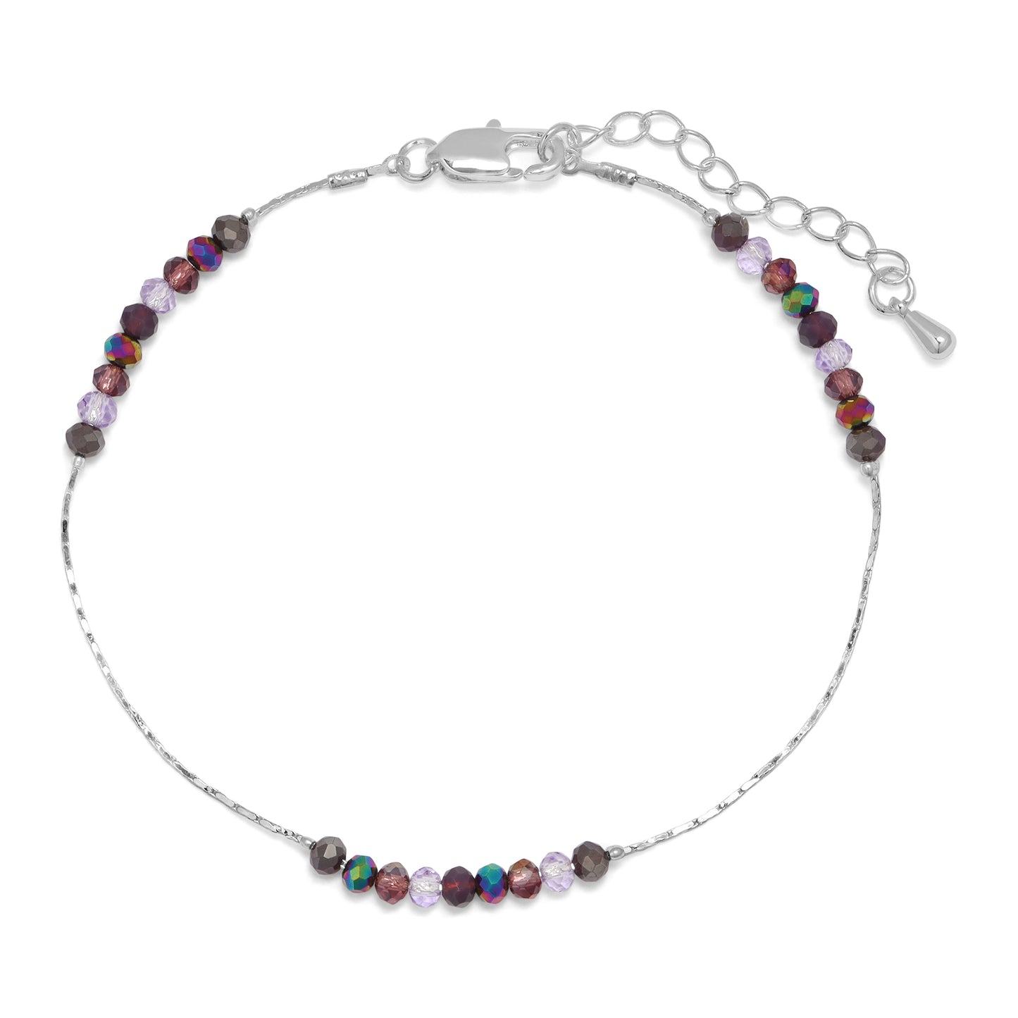 purple twilight & silver chain ankle bracelet