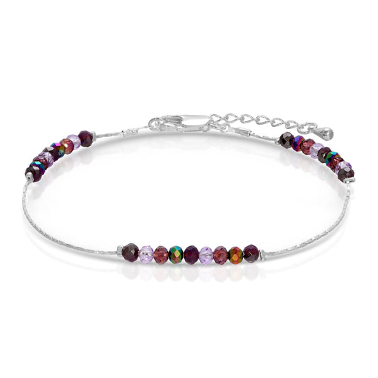 multi colored bead bracelet with silver chain