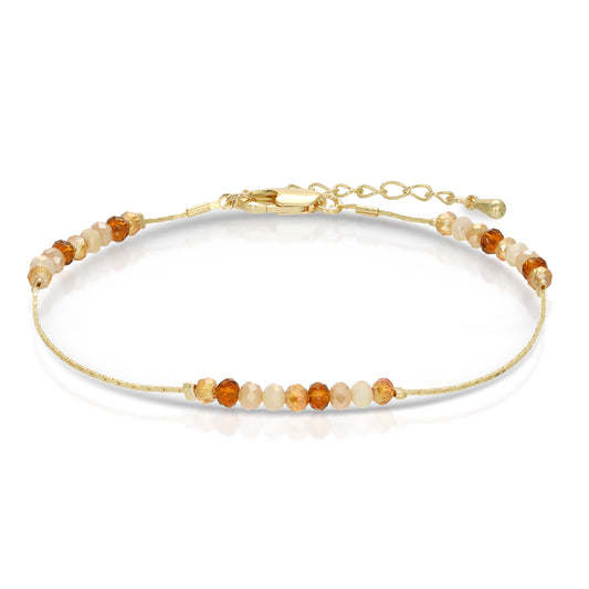 carmel crystal & gold chain ankle bracelet