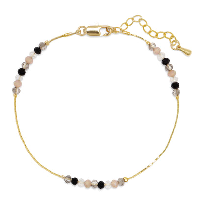 black & taupe crystal & gold chain bracelet