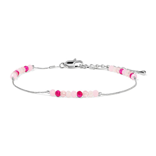 Pink Mix Crystal & Silver Chain Anklet