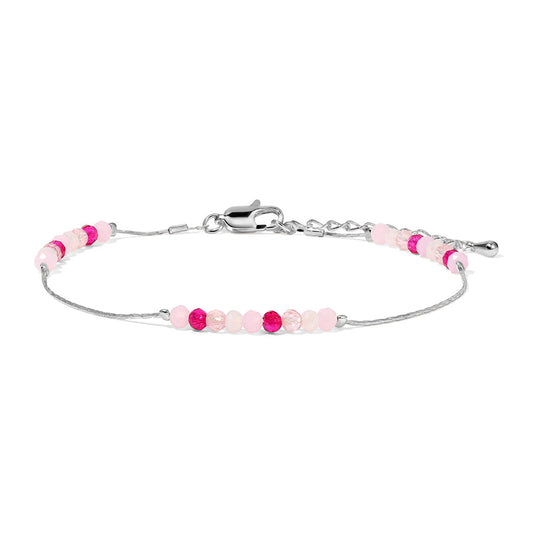 Pink Mix Crystal and Silver Chain Anklet
