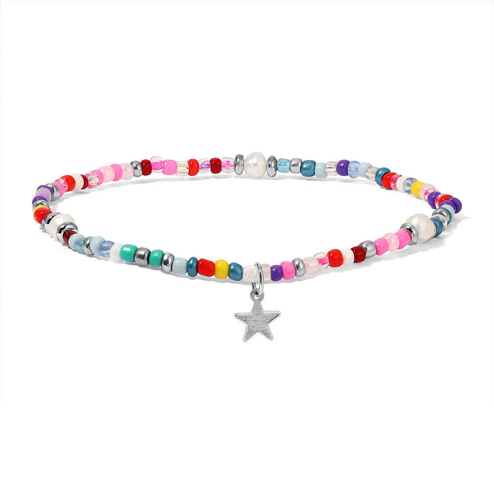 colorful beaded bracelet with star charm