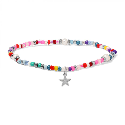 colorful beaded bracelet with star charm
