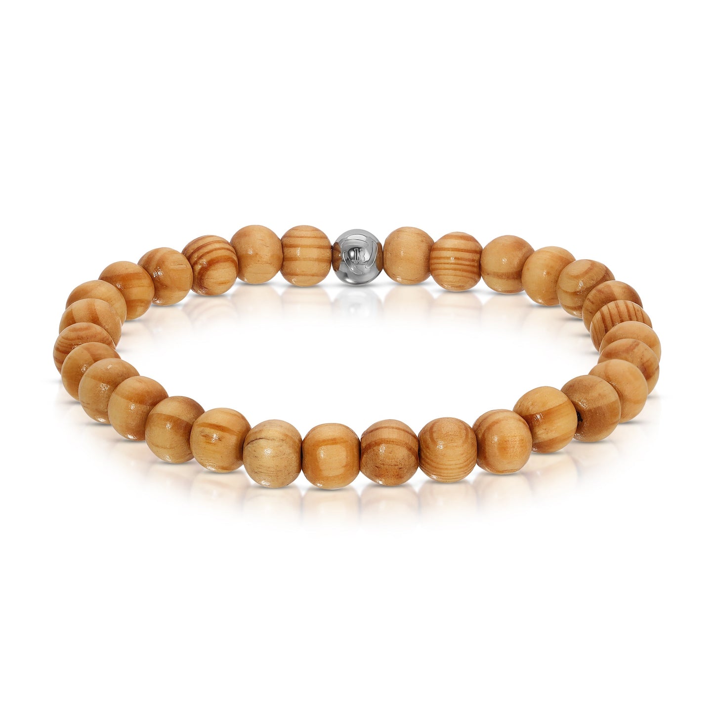 wooden bead bracelet with metal clasp