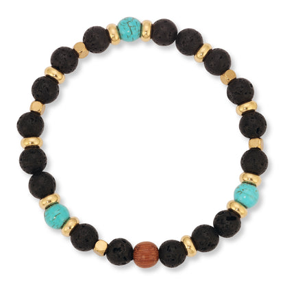 Turquoise and Lava Stone Bracelet