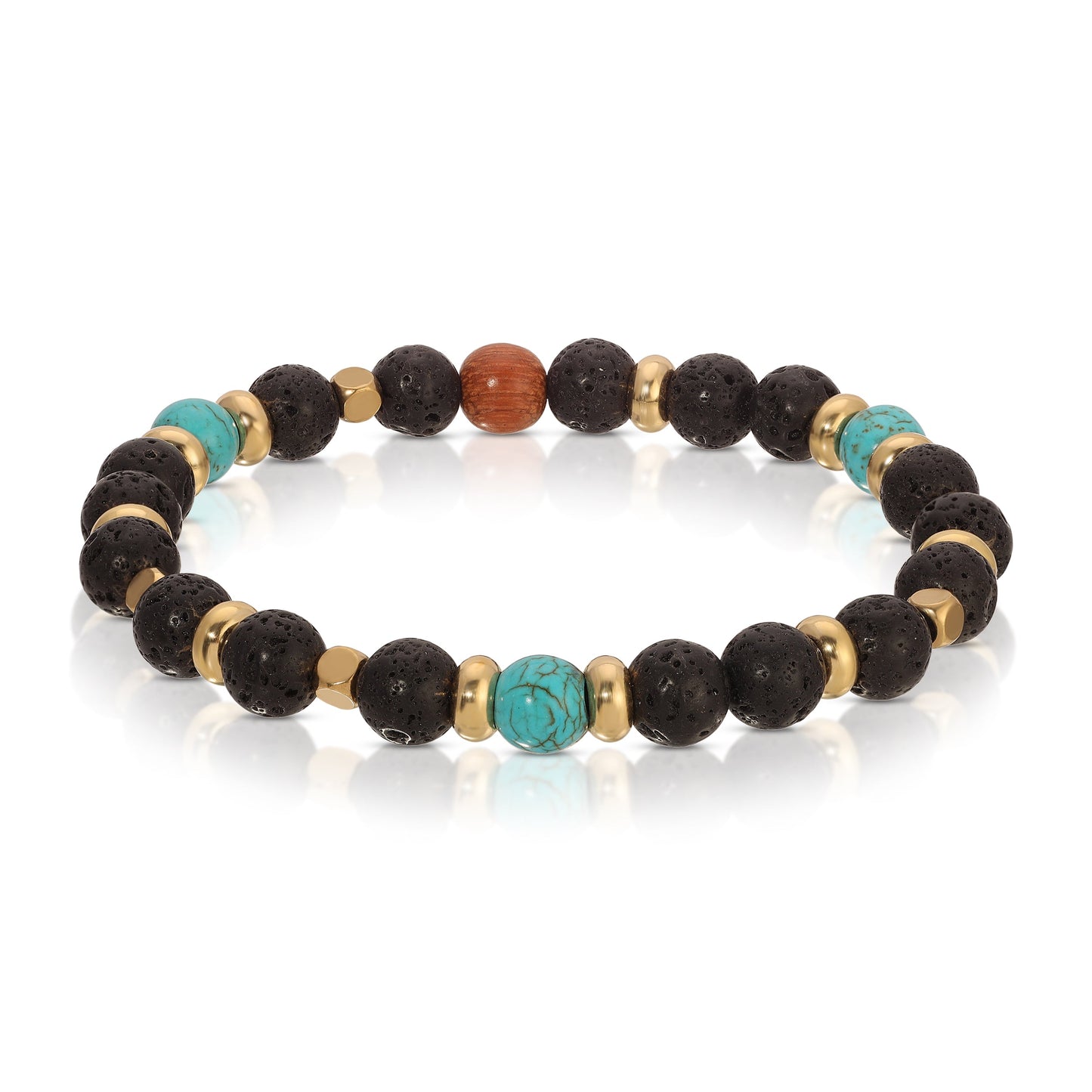bracelet with black gold and turquoise beads