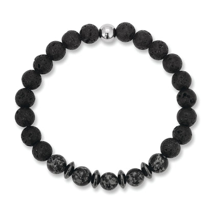Lava Stone w/Snowflake Obsidian