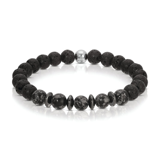 Lava Stone w/Snowflake Obsidian