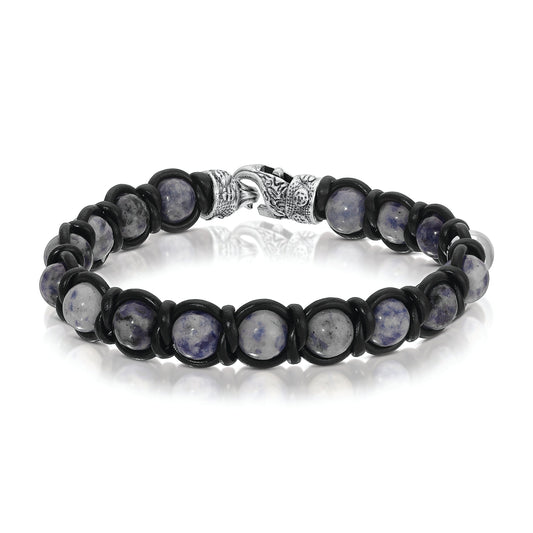 bracelet with sodalite and black beads
