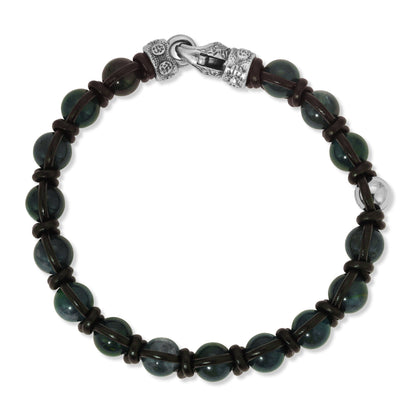 Moss Agate W/Black Leather