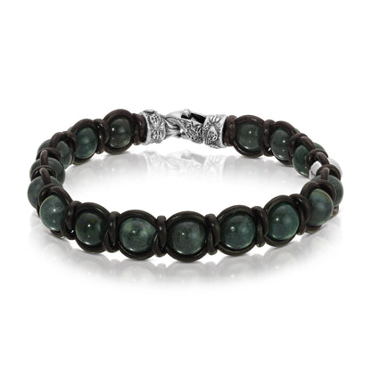 Moss Agate W/Black Leather