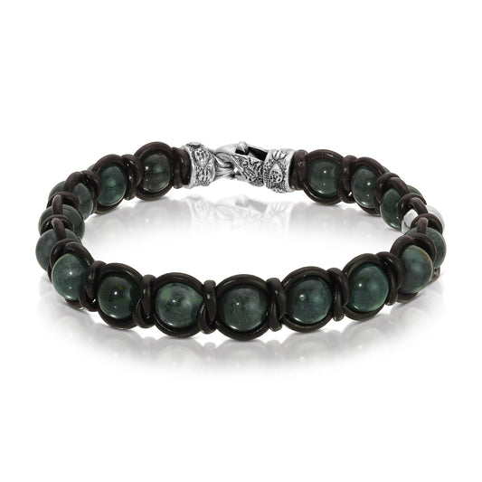 Moss Agate W/Black Leather