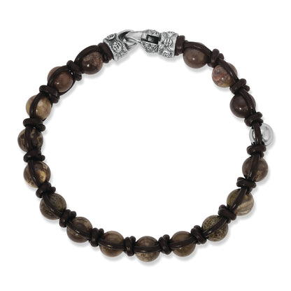 Rainbow Agate w/Brown Leather