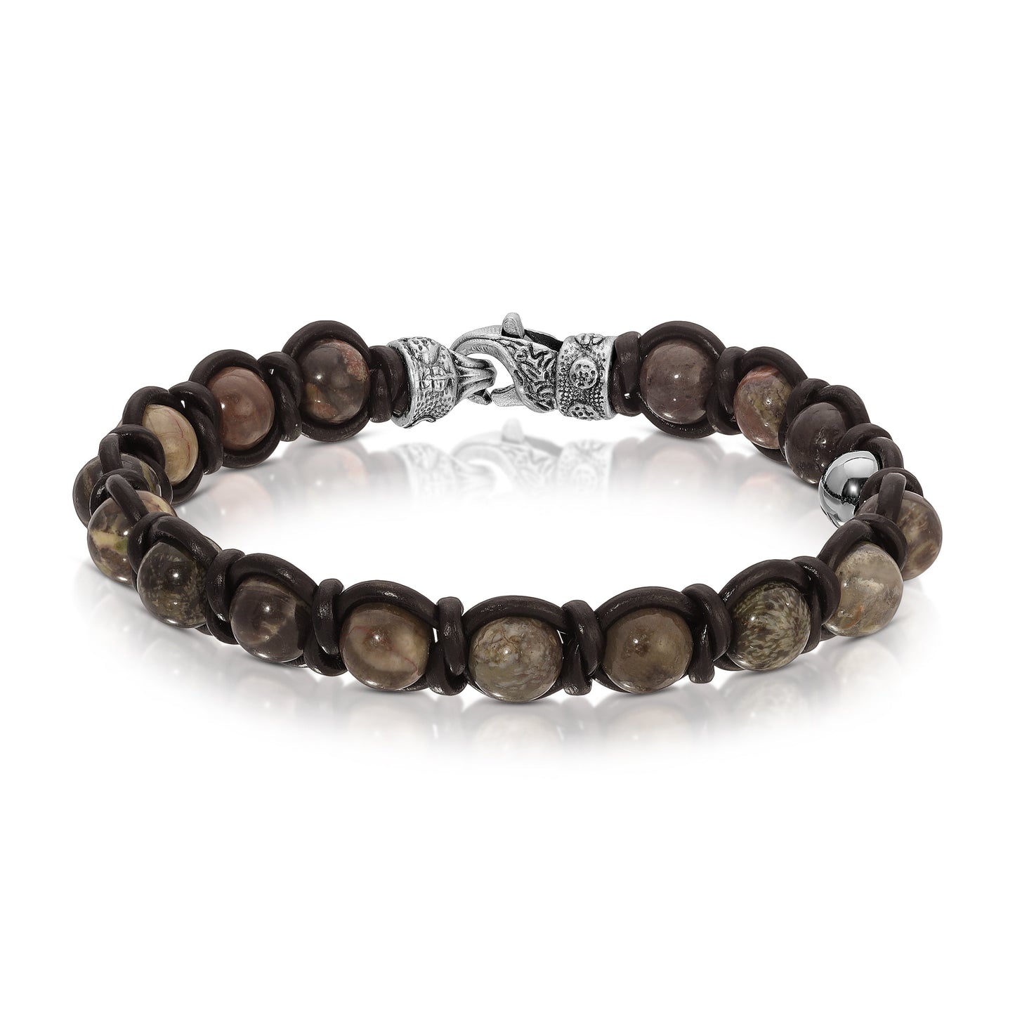brown stone beaded bracelet with intricate clasp