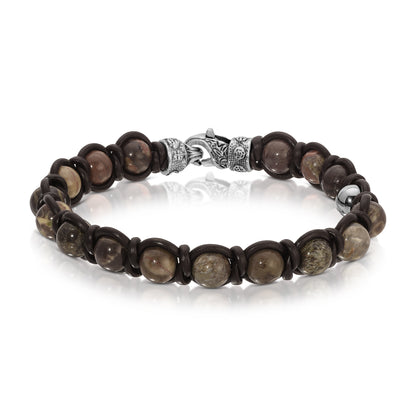 Rainbow Agate w/Brown Leather