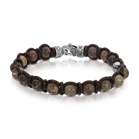Rainbow Agate w/Brown Leather