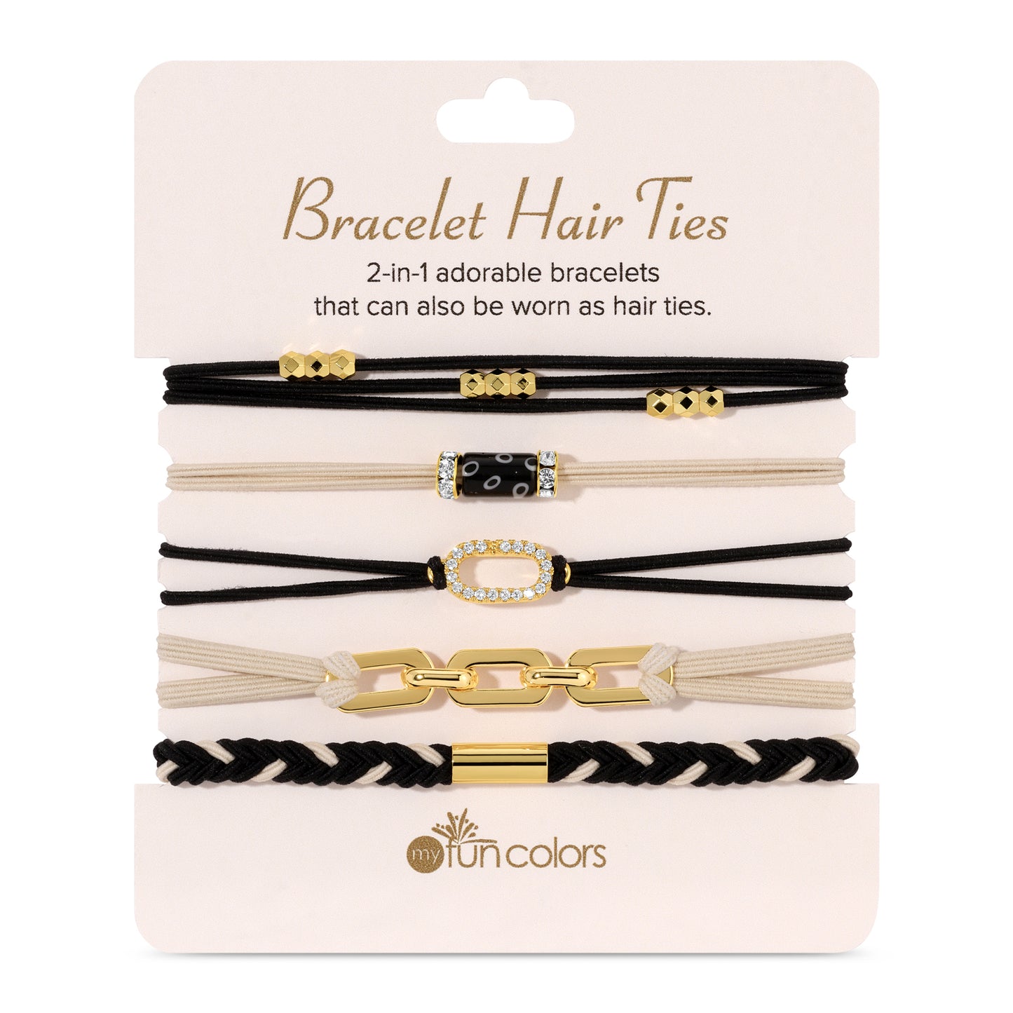 Black & Cream Bracelet Hair Ties
