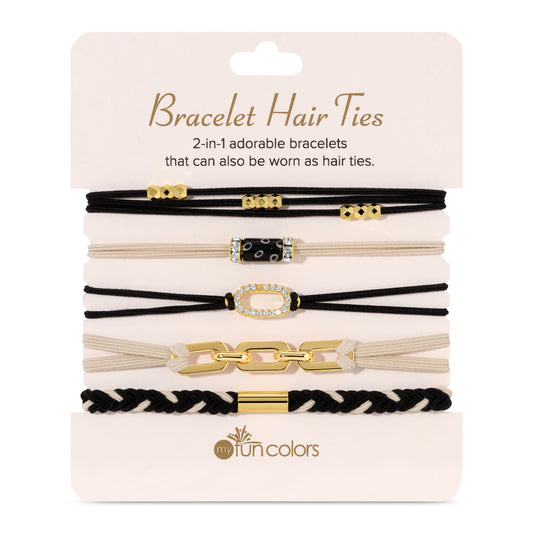 Black & Cream Bracelet Hair Ties