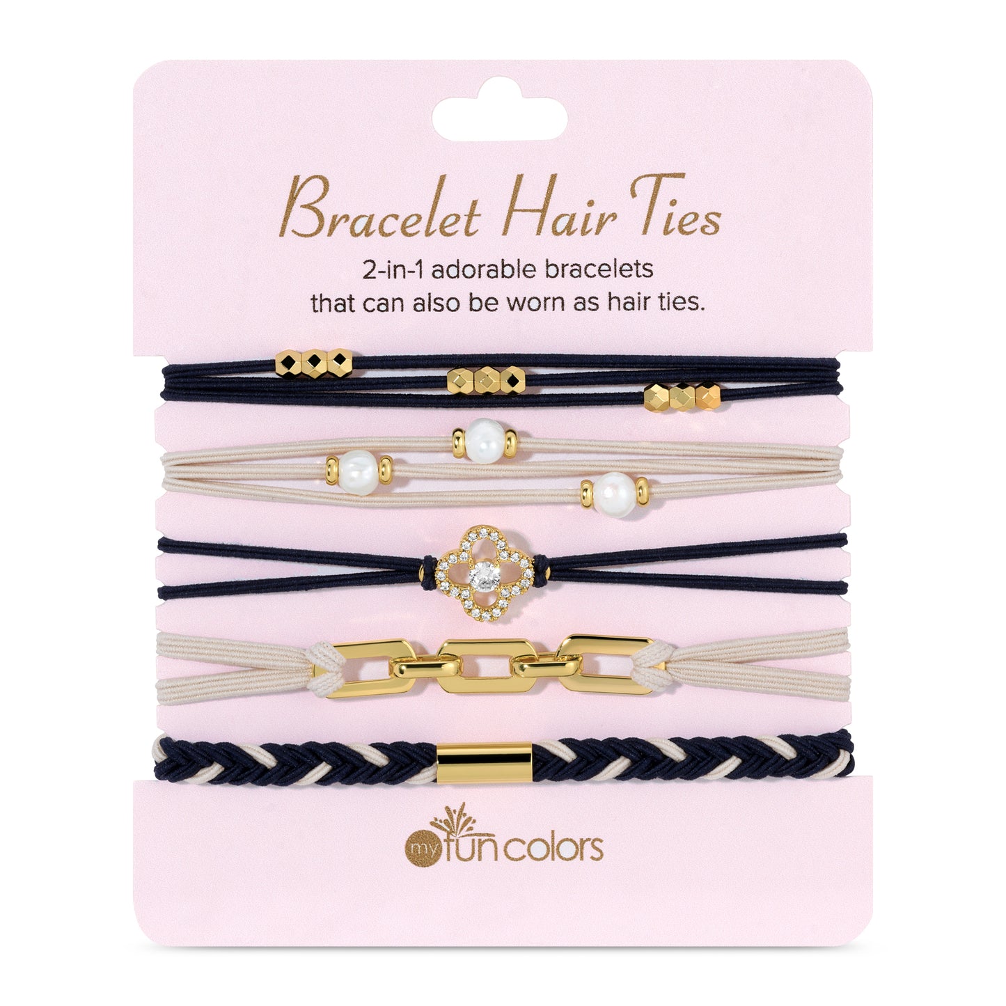 Navy & Off White Bracelet Hair Ties