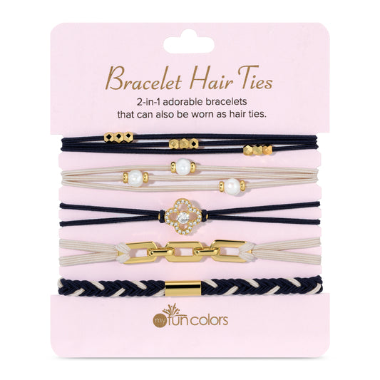 Navy & Off White Bracelet Hair Ties