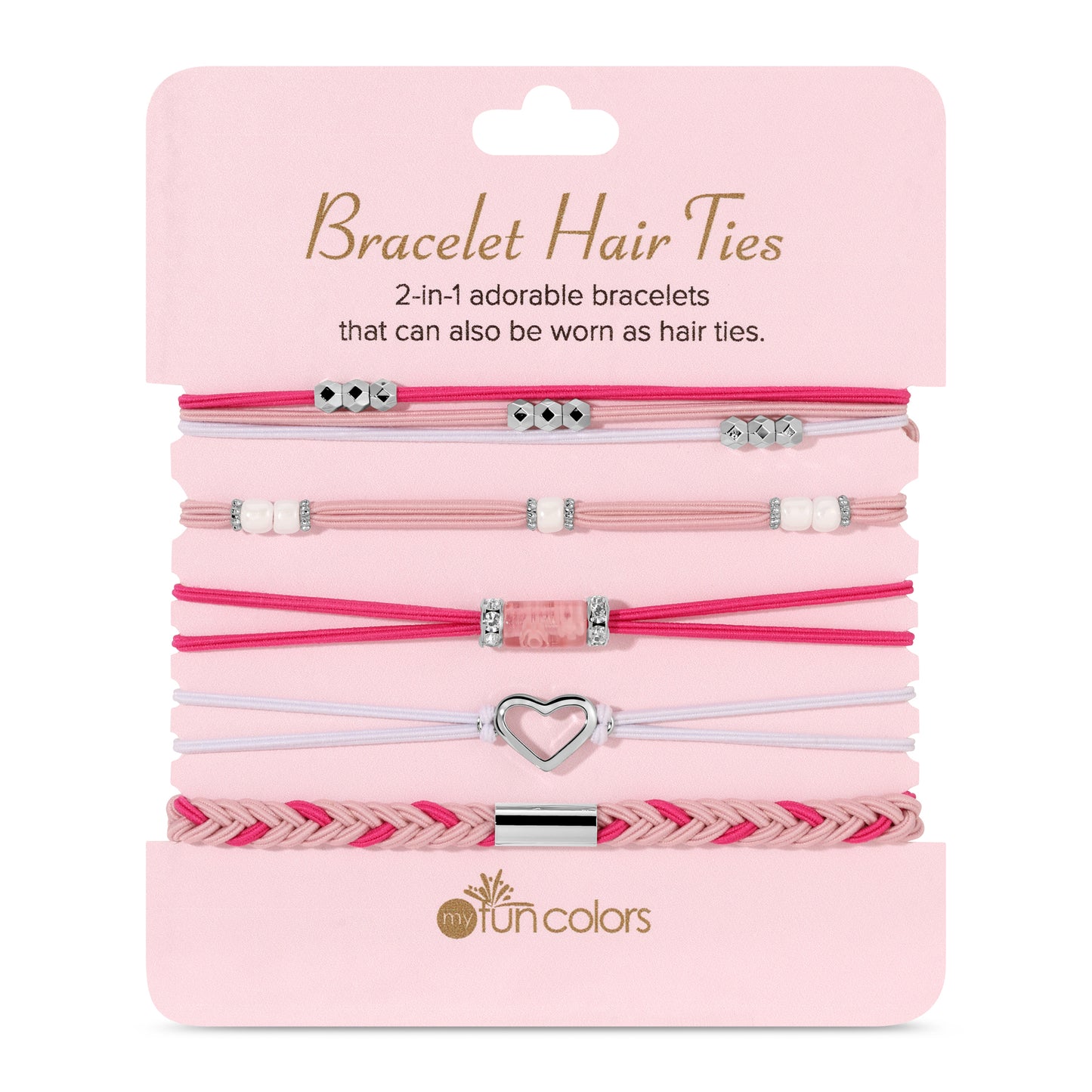 Hot Pink & Light Pink Bracelet Hair Ties