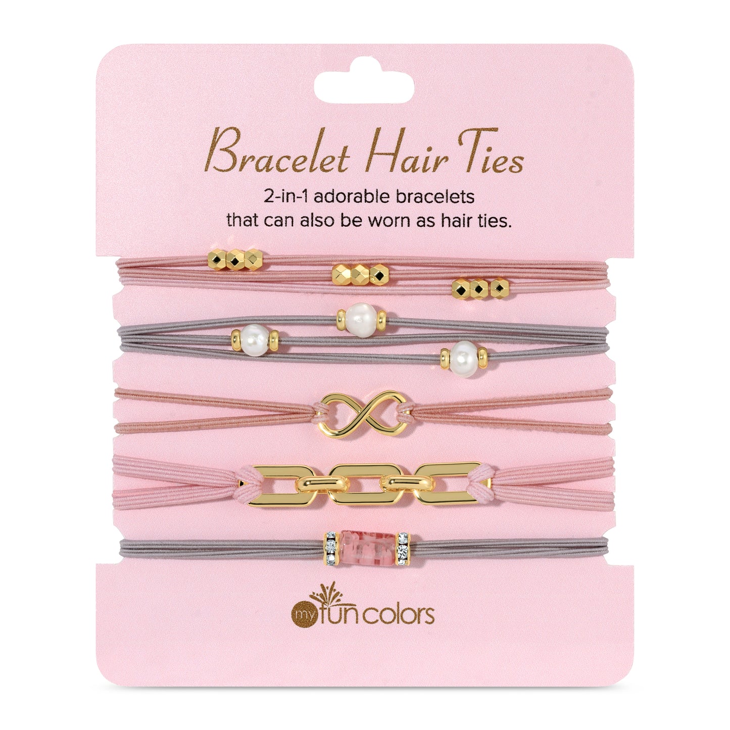 Light Pink & Gray Bracelet Hair Ties
