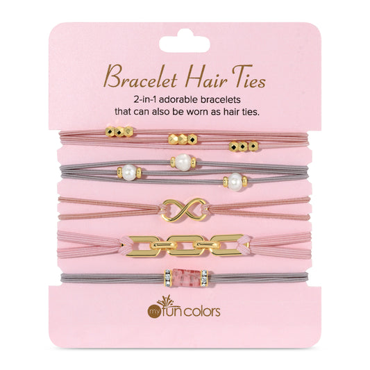 Light Pink & Gray Bracelet Hair Ties