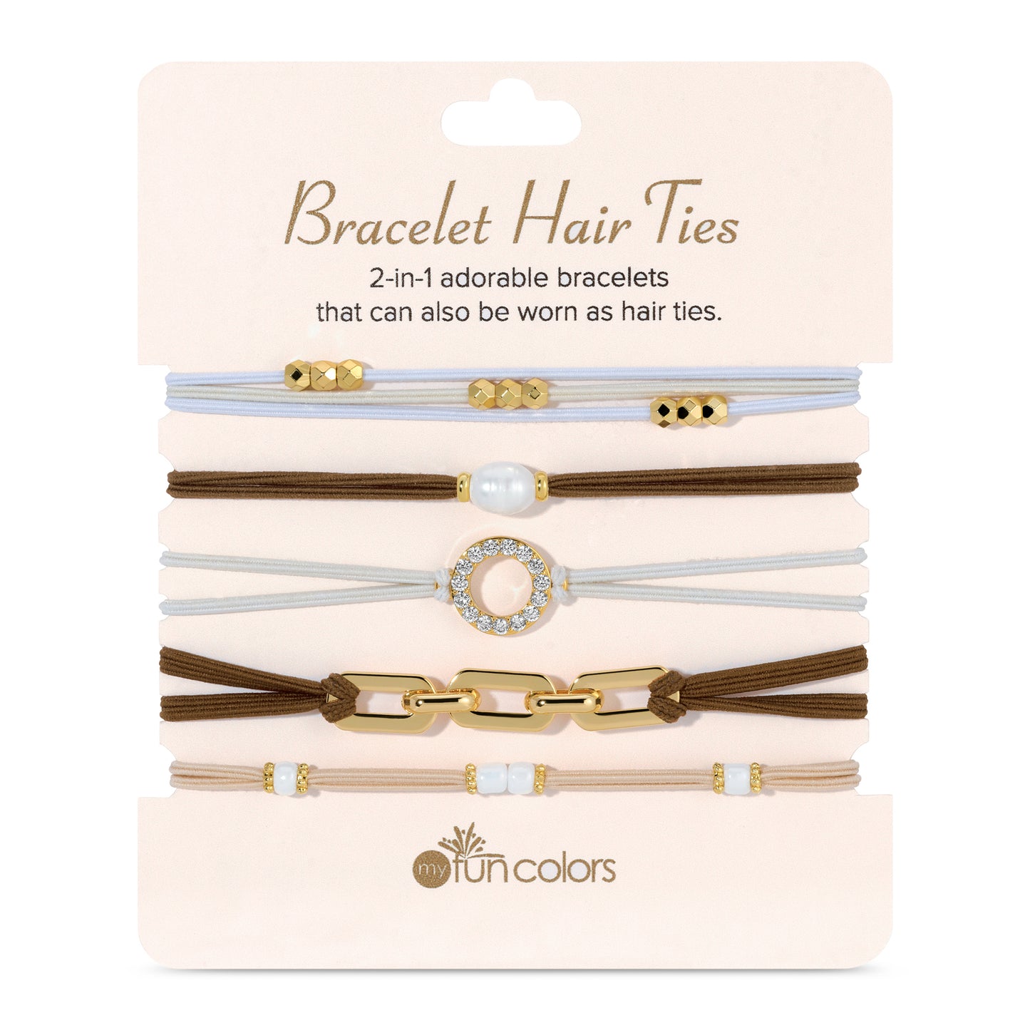 Cream & Brown Bracelet Hair Ties