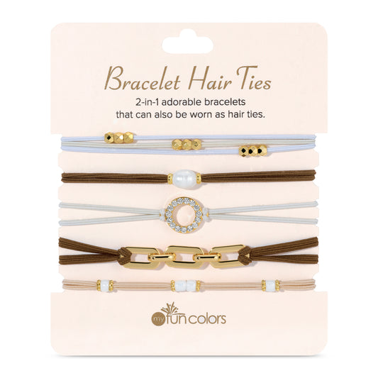 Cream & Brown Bracelet Hair Ties