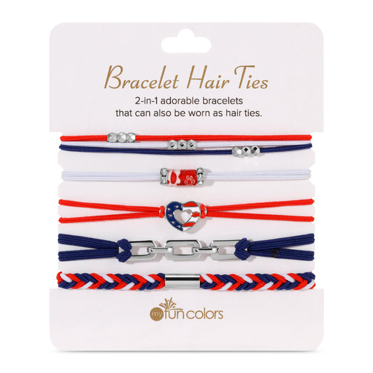 Red, White and Blue Bracelet Hair Ties