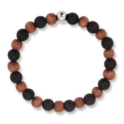Red Pear Wood and Lava Stone Bracelet