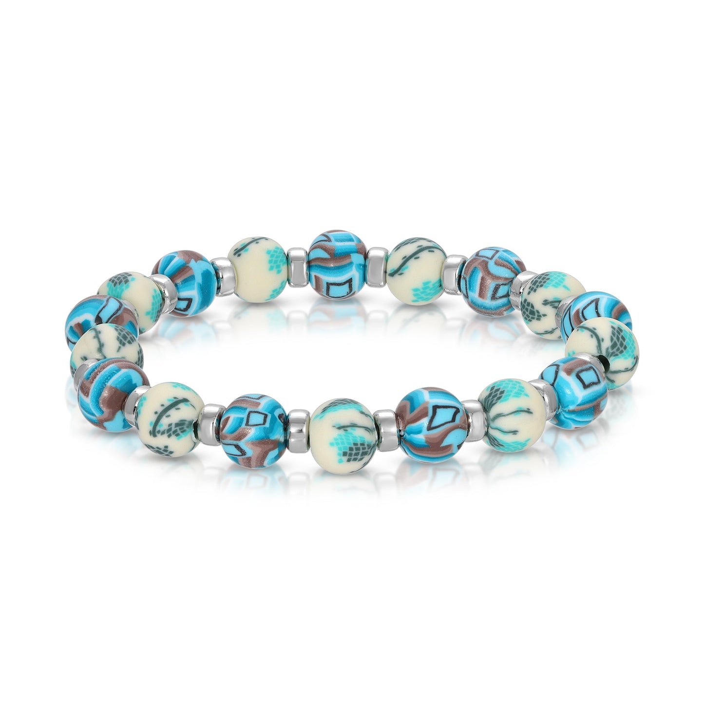 blue and white beaded bracelet