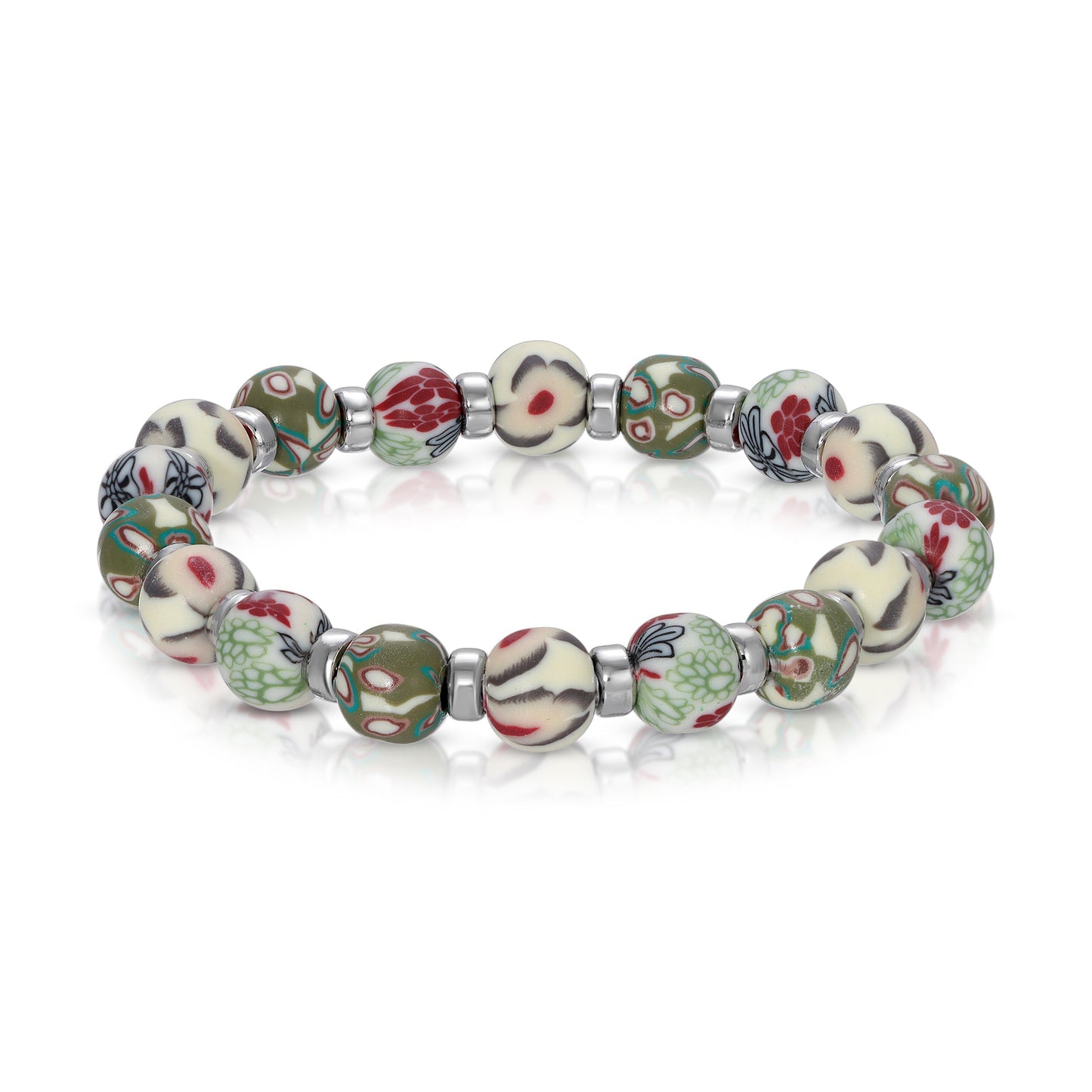 handmade floral beaded bracelet with multicolored design