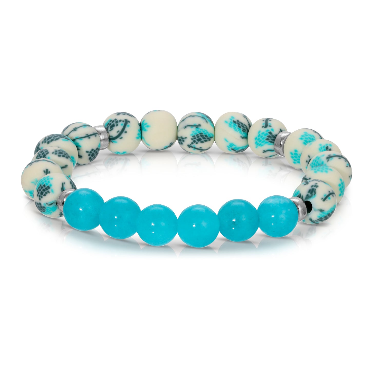 aqua jade & clay bead bracelet