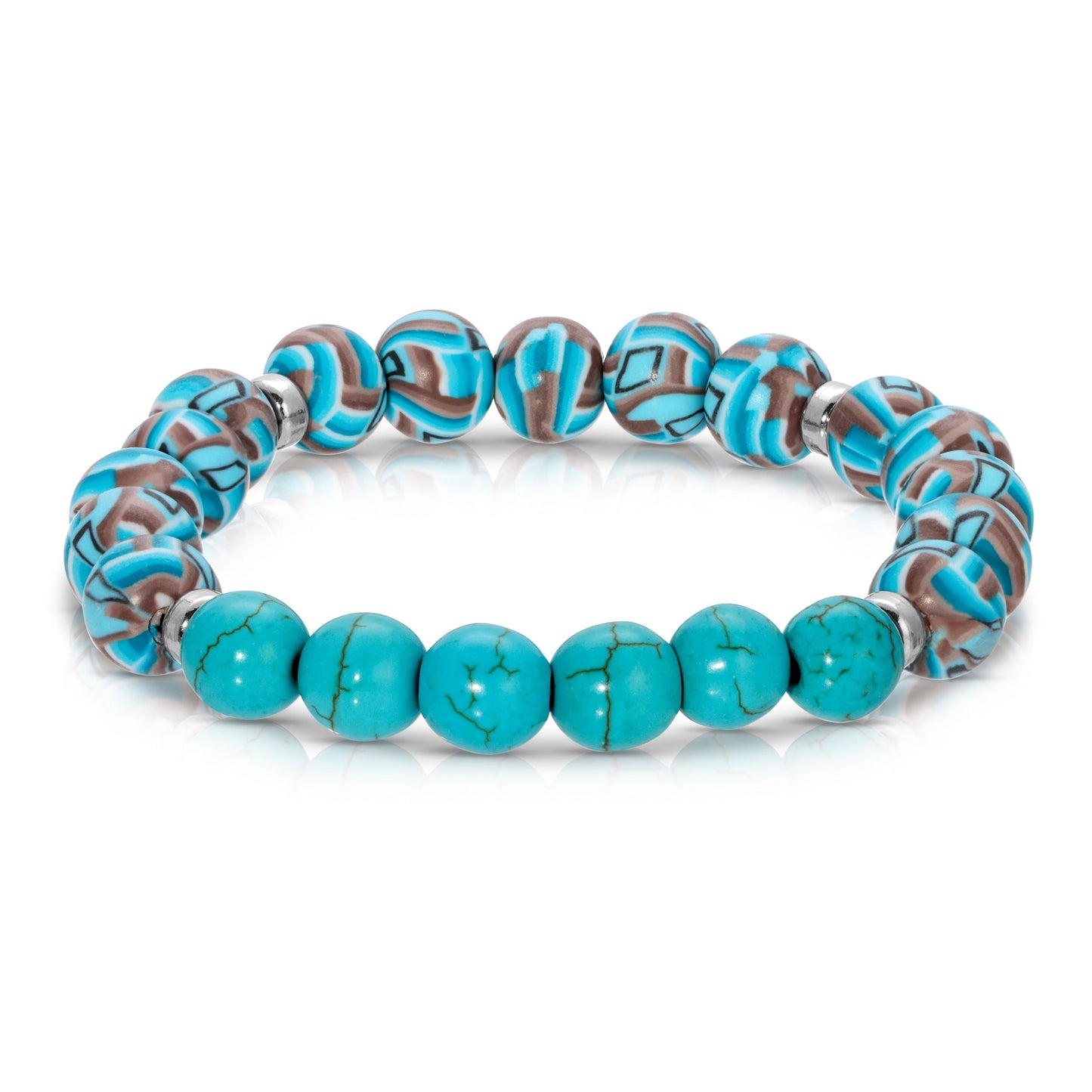 turquoise beaded bracelet with patterned beads