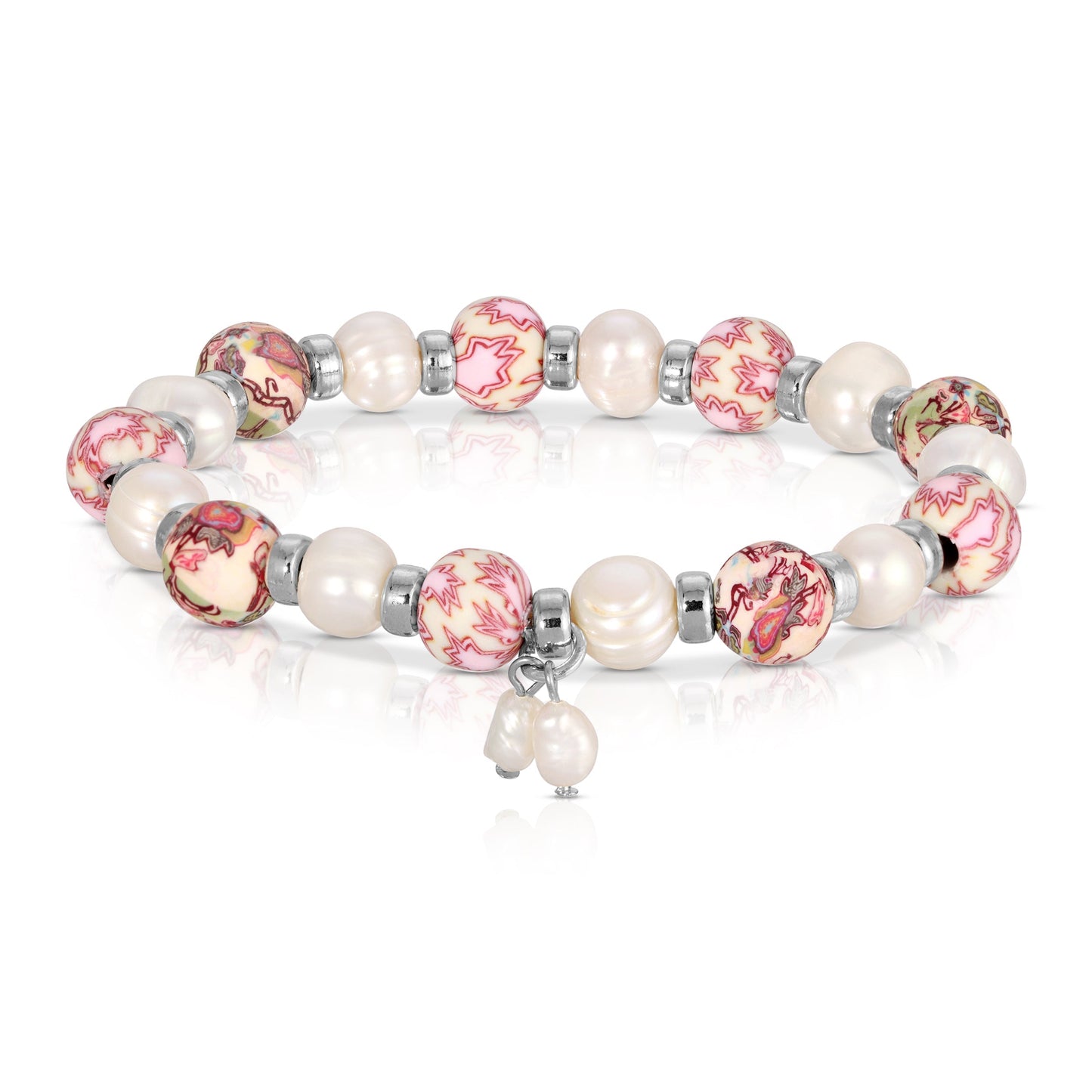 pearl and floral bead bracelet
