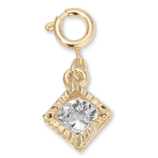 Rhinestone Diamond In Gold Charm