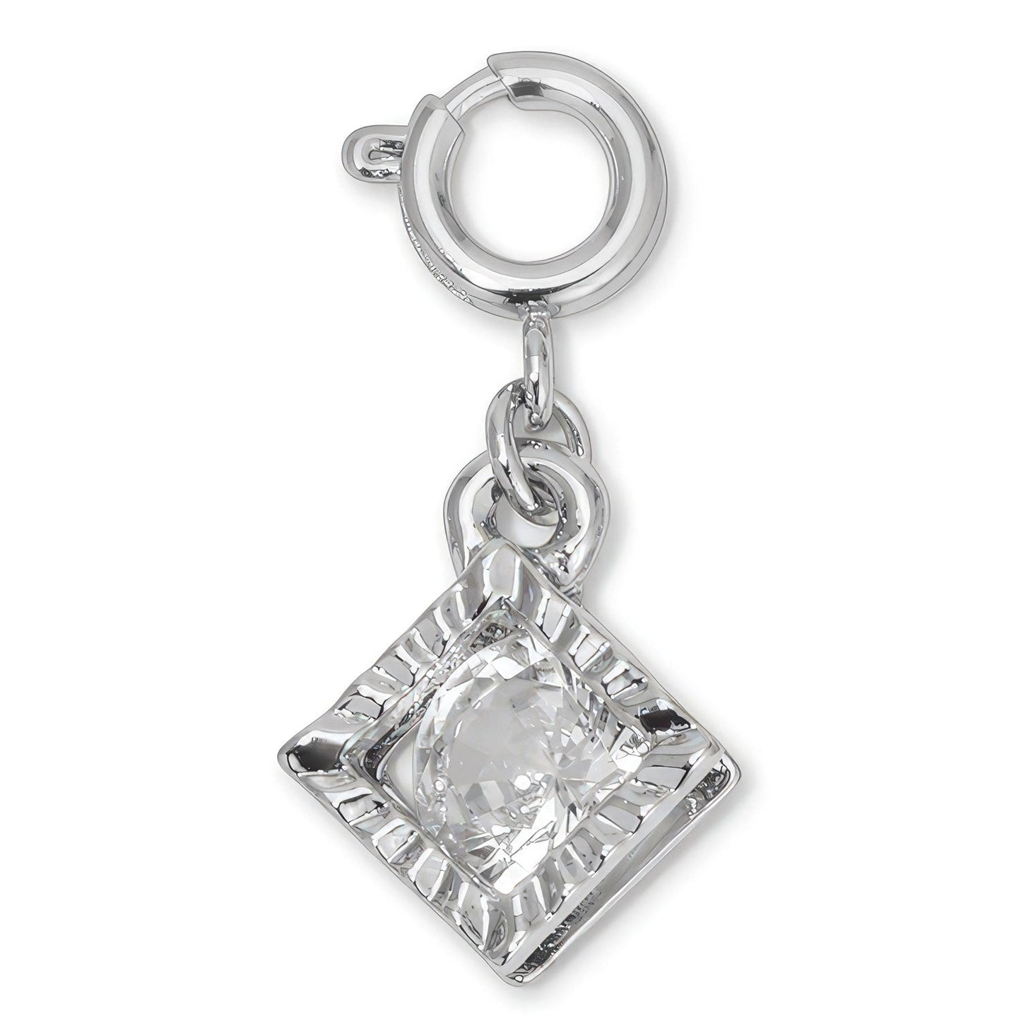 Rhinestone Diamond In Silver Charm