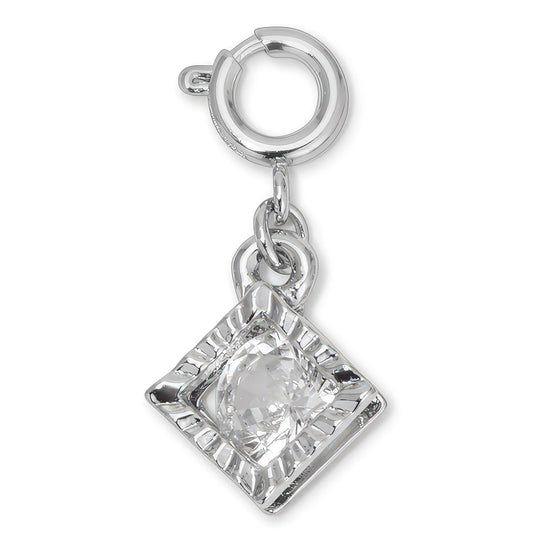 Rhinestone Diamond In Silver Charm