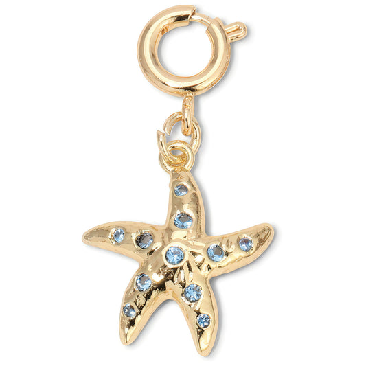 Gold and Crystal Starfish Charm