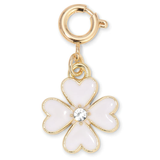 White Hearts Clover Charm