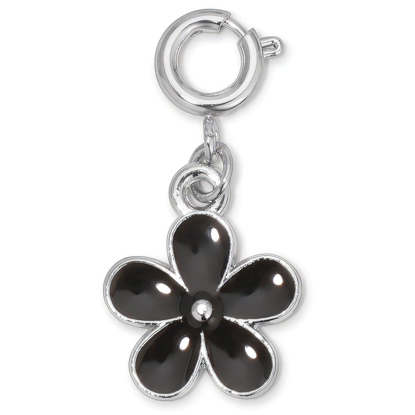 black flower charm pendant