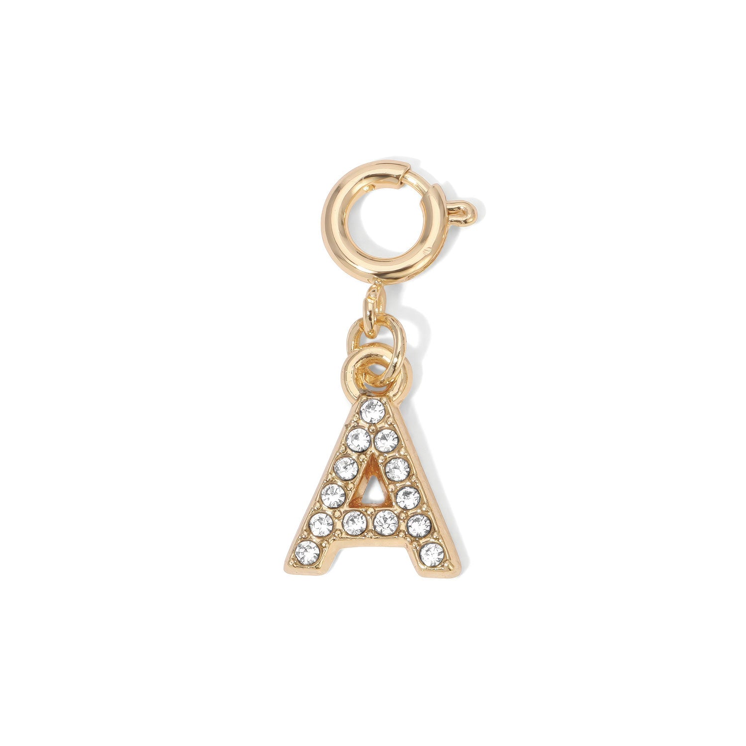 golden letter a charm with diamonds