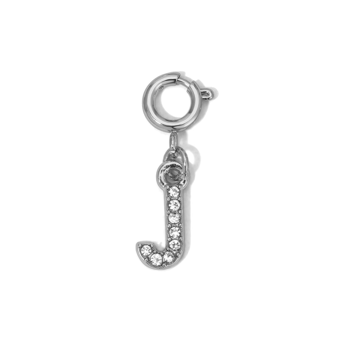 silver j charm with diamonds