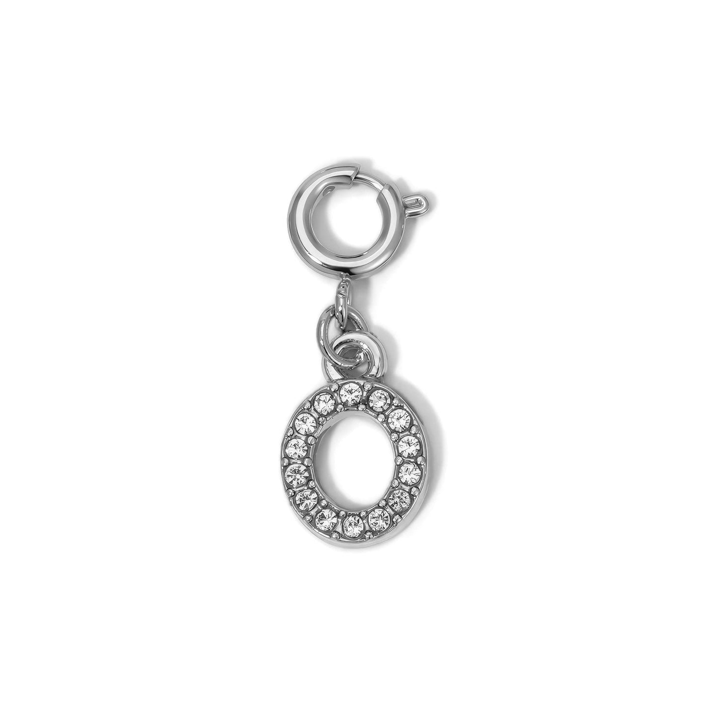 silver o shaped crystal pendant charm