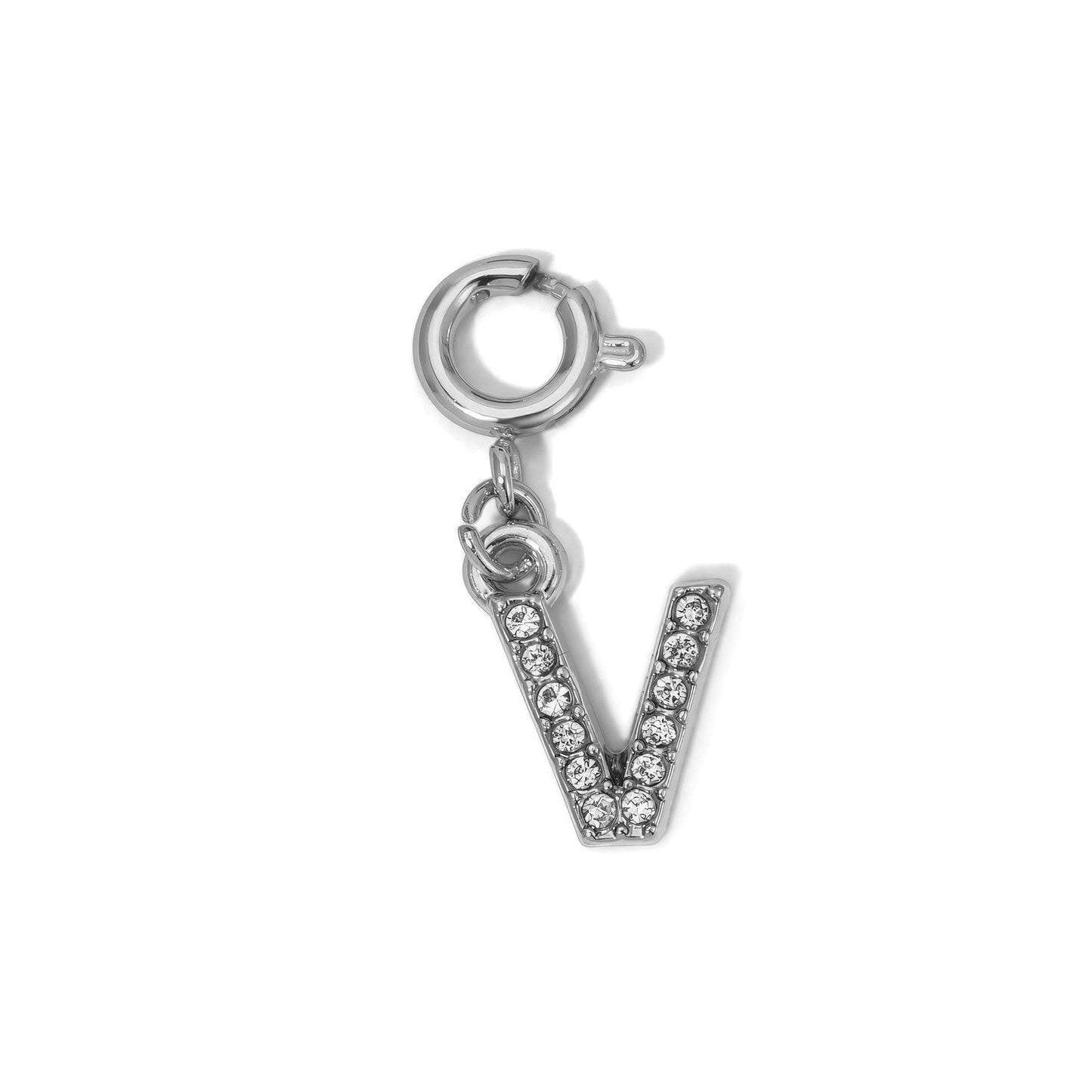 sparkling letter v charm pendant